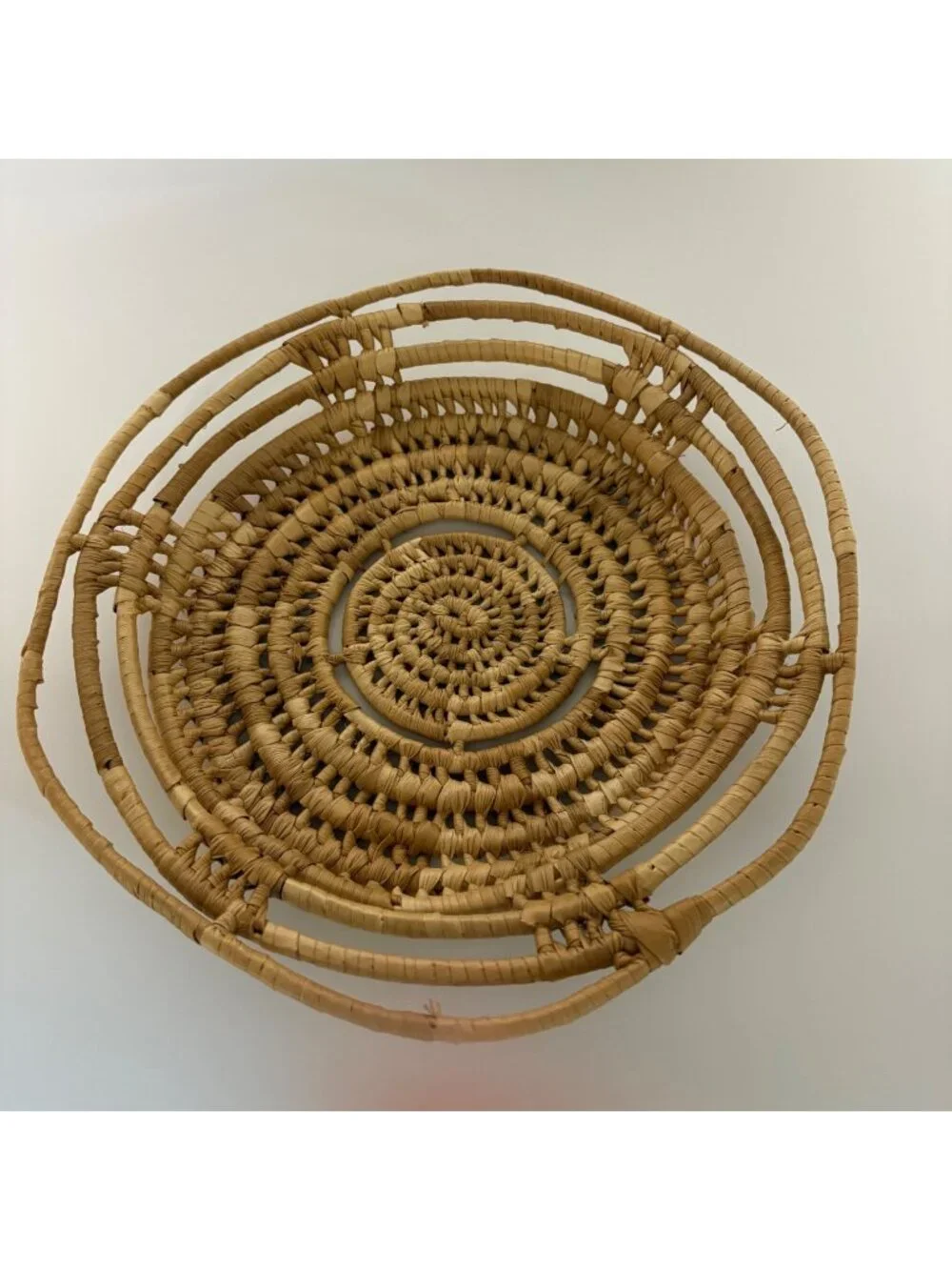 Handwoven Palm Rattan Coiled Decorative Basket for Storage or Display